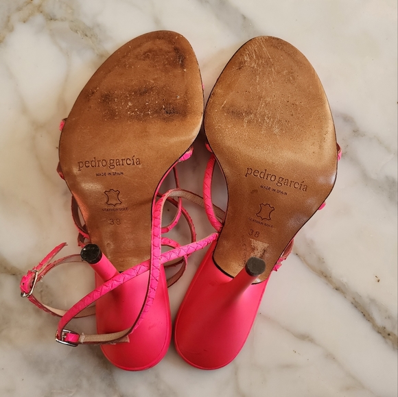 Pedro Garcia Bright Pink Strappy Heels, Sz 38 - Picture 13 of 15